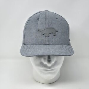 Branded Bills Hat‎ Cap Snapback Gray Longhorn Bull Rubber Patch Perforated Mens